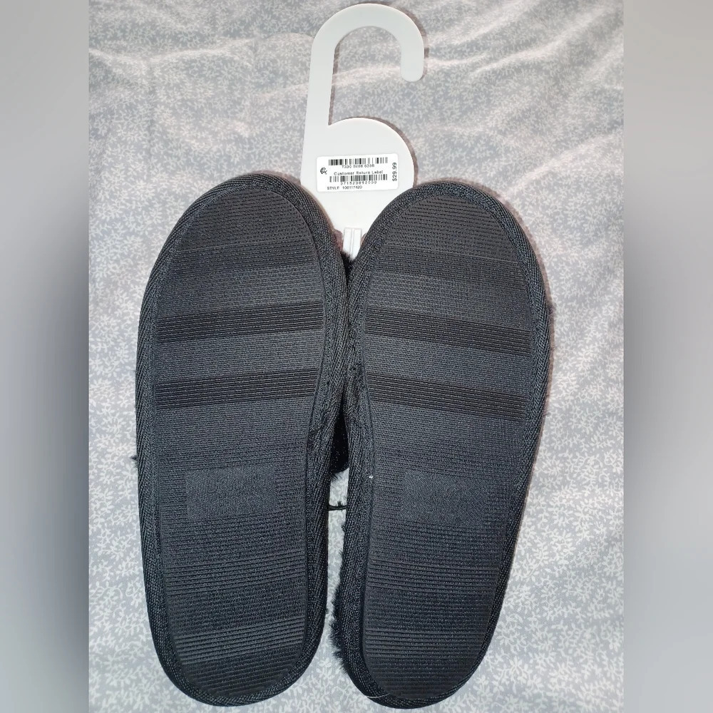 Jenni Intimates Black Pink Heart Slippers - Picture 3 of 3
